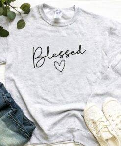 Women’s Blessed Printed Sweatshirt FASHION & STYLE Sweaters & Sweatshirts cb5feb1b7314637725a2e7: Black|Gray|Pink|White|Yellow 