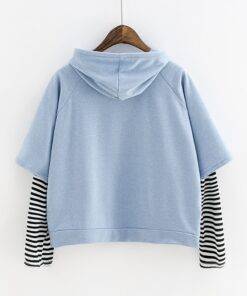 Women’s Sweatshirt with Striped Sleeves FASHION & STYLE Sweaters & Sweatshirts cb5feb1b7314637725a2e7: Black|Blue|White 