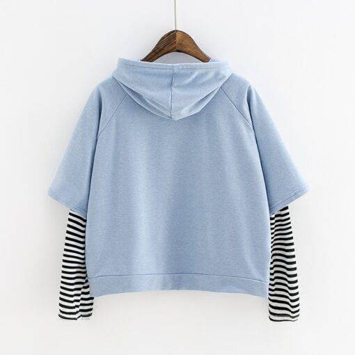 Women’s Sweatshirt with Striped Sleeves FASHION & STYLE Sweaters & Sweatshirts cb5feb1b7314637725a2e7: Black|Blue|White