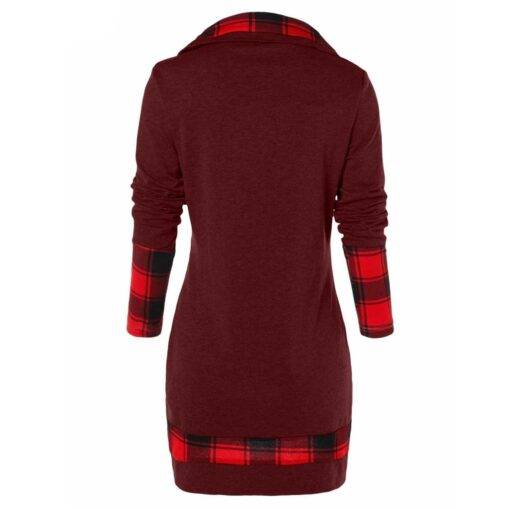 Women’s Tartan Turtleneck Pullover FASHION & STYLE Sweaters & Sweatshirts cb5feb1b7314637725a2e7: Black / White 2|Black Red|Black White|Blue Red|Grey Red|Wine Red