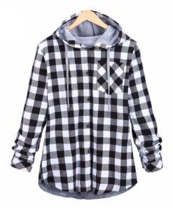 Women’s Plaid Warm Cotton Hoodie FASHION & STYLE Sweaters & Sweatshirts cb5feb1b7314637725a2e7: Blue|Gray|Green|Red 