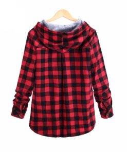 Women’s Plaid Warm Cotton Hoodie FASHION & STYLE Sweaters & Sweatshirts cb5feb1b7314637725a2e7: Blue|Gray|Green|Red 