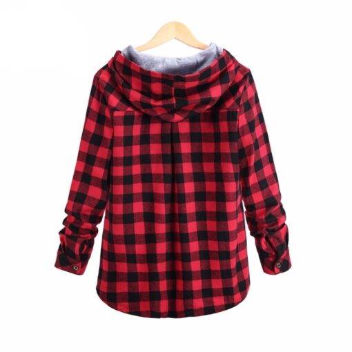 Women’s Plaid Warm Cotton Hoodie FASHION & STYLE Sweaters & Sweatshirts cb5feb1b7314637725a2e7: Blue|Gray|Green|Red
