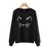 Women’s Cat Printed Sweatshirt FASHION & STYLE Sweaters & Sweatshirts cb5feb1b7314637725a2e7: Black