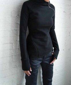Women’s Turtleneck Pullover With Zipper FASHION & STYLE Sweaters & Sweatshirts cb5feb1b7314637725a2e7: Black 