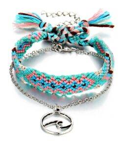 Women’s Vintage Knitted Cotton Anklet Anklets JEWELRY & ORNAMENTS cb5feb1b7314637725a2e7: Blue|Pink