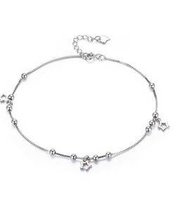 Silver Anklet with Star Charms Anklets JEWELRY & ORNAMENTS Brand Name: windshow