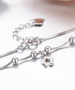 Silver Anklet with Star Charms Anklets JEWELRY & ORNAMENTS Brand Name: windshow 