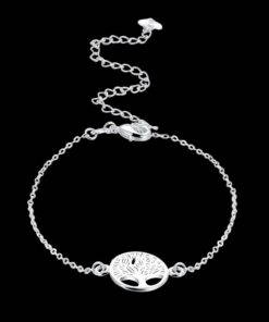 Silver Chain Anklet with Tree Of Life Anklets JEWELRY & ORNAMENTS cb5feb1b7314637725a2e7: Silver