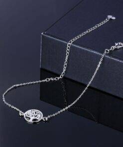 Silver Chain Anklet with Tree Of Life Anklets JEWELRY & ORNAMENTS cb5feb1b7314637725a2e7: Silver 