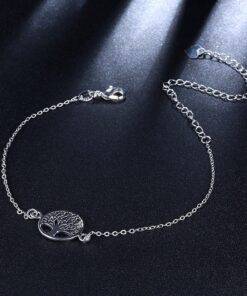Silver Chain Anklet with Tree Of Life Anklets JEWELRY & ORNAMENTS cb5feb1b7314637725a2e7: Silver 