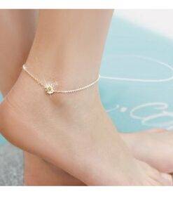 Cute Silver Anklet with Daisy Flower Anklets JEWELRY & ORNAMENTS Fine or Fashion: Fashion 