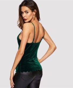 Women’s Sexy Style Velvet Cami Green Top Camisoles & Thermals FASHION & STYLE cb5feb1b7314637725a2e7: Green 