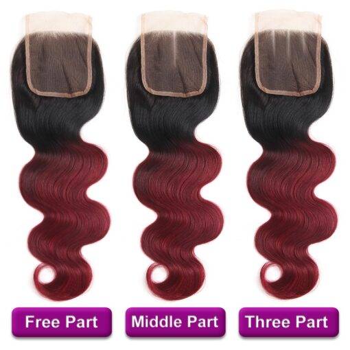 Burgundy Ombre Body Wave Lace Remy Human Hair Closure BEAUTY & SKIN CARE Hair Extension & Wigs cb5feb1b7314637725a2e7: Burgundy