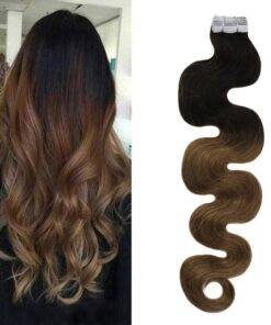 Brown Ombre Body Wave Tape-In Remy Human Hair Extensions Set BEAUTY & SKIN CARE Hair Extension & Wigs cb5feb1b7314637725a2e7: Brown / Black