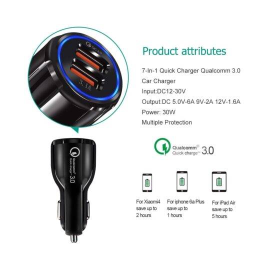 Car 2 Ports USB Charger for Mobile Phone Mobile Accessories PHONES & GADGETS fea2d06800add3f5d13d15: For Andriod Micro, Black|For Andriod Micro, White|For iPhone, Black|For iPhone, White|No Cable, Black|No Cable, White