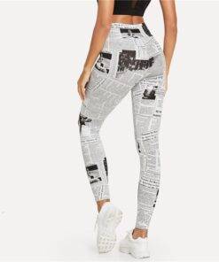 Women’s Newspaper Print White Leggings FASHION & STYLE Jeans & Jeggings cb5feb1b7314637725a2e7: White 