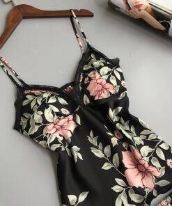 Women’s Floral Printed Lace-Trim Pajama Set FASHION & STYLE Sleepwear cb5feb1b7314637725a2e7: Black|Blue|Pink 