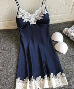 Women’s Lace-Trim Cami Nightgown FASHION & STYLE Sleepwear cb5feb1b7314637725a2e7: Blue|Hot Pink|Silver|Wine 