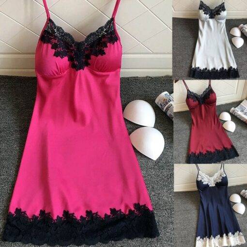 Women’s Lace-Trim Cami Nightgown FASHION & STYLE Sleepwear cb5feb1b7314637725a2e7: Blue|Hot Pink|Silver|Wine