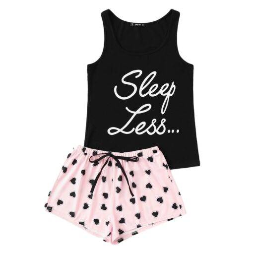 Women’s Cute Style Pajama Set FASHION & STYLE Sleepwear cb5feb1b7314637725a2e7: Black / Pink