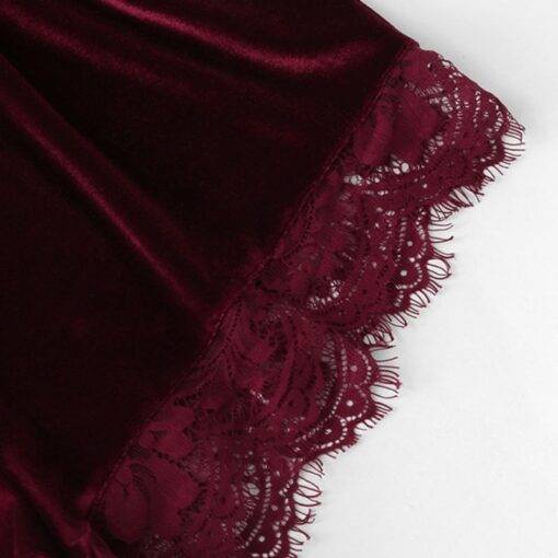 Women’s Lace Burgundy Velvet Sleepwear Set FASHION & STYLE Sleepwear cb5feb1b7314637725a2e7: Burgundy