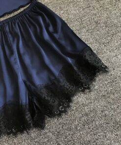 Women’s Satin Sexy Pajama 2 pcs Set FASHION & STYLE Sleepwear cb5feb1b7314637725a2e7: Black|Blue|Wine Red 