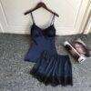 Women’s Satin Sexy Pajama 2 pcs Set FASHION & STYLE Sleepwear cb5feb1b7314637725a2e7: Black|Blue|Wine Red