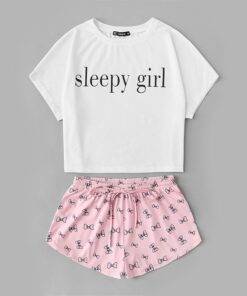 Women’s Two Pieces Pajama Set FASHION & STYLE Sleepwear cb5feb1b7314637725a2e7: White + Pink