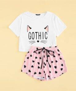 Women’s Cute Style Elastic Waist Sleepwear FASHION & STYLE Sleepwear cb5feb1b7314637725a2e7: White + Pink 