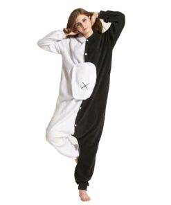 Black and White Fleece Bear Shaped Kigurumi FASHION & STYLE Sleepwear cb5feb1b7314637725a2e7: Black White 