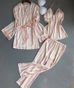 Women’s Striped Pajama 3 Pcs Set FASHION & STYLE Sleepwear cb5feb1b7314637725a2e7: Blue|Green|Pink 