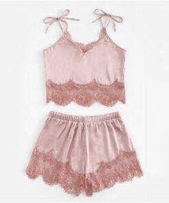 Women’s Lace Embroidery Sexy Style Pajama Set FASHION & STYLE Sleepwear cb5feb1b7314637725a2e7: Green|Pink 