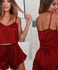 Women’s Silk Pajama Set FASHION & STYLE Sleepwear 6f6cb72d544962fa333e2e: L|M|S|XL 