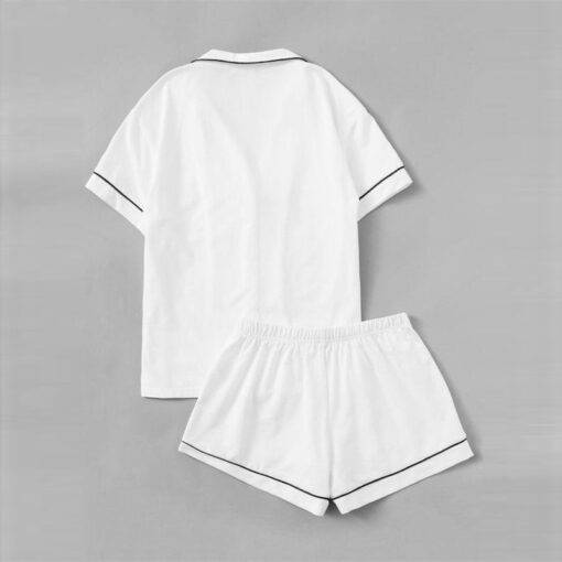 Women’s White Piping Shirt and Shorts Pajama Set FASHION & STYLE Sleepwear cb5feb1b7314637725a2e7: White