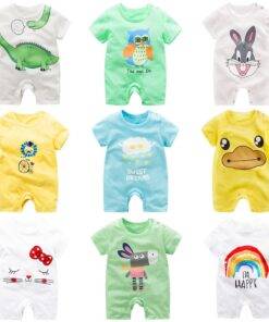Colorful Cartoon Baby Boys Romper Children & Baby Fashion FASHION & STYLE cb5feb1b7314637725a2e7: Dark Yellow|Green|Light Green|Sky Blue|White|White + Gray|White Green|White Red|Yellow