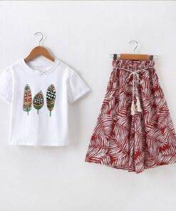 Girl’s Fashion Printed Polyester T-Shirt and Pants Children & Baby Fashion FASHION & STYLE cb5feb1b7314637725a2e7: Green|Red 