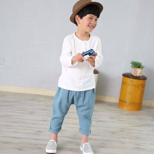 Boy’s Plain Cotton Shirt Children & Baby Fashion FASHION & STYLE cb5feb1b7314637725a2e7: Blue|Gray|Navy Ble|White