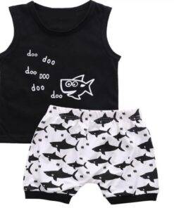 Baby Boy’s Sharks Patterned Clothing Set Children & Baby Fashion FASHION & STYLE cb5feb1b7314637725a2e7: Black 1|Black 2|Red|White