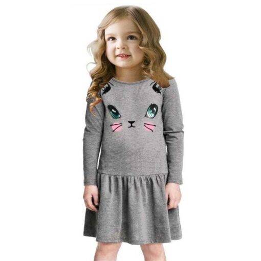 Fashion Girl`s Long Sleeve Dress with Cat Face Children & Baby Fashion FASHION & STYLE cb5feb1b7314637725a2e7: 1|2|3