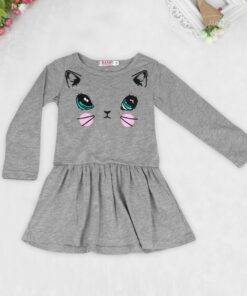 Fashion Girl`s Long Sleeve Dress with Cat Face Children & Baby Fashion FASHION & STYLE cb5feb1b7314637725a2e7: 1|2|3 