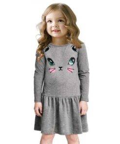 Fashion Girl`s Long Sleeve Dress with Cat Face Children & Baby Fashion FASHION & STYLE cb5feb1b7314637725a2e7: 1|2|3