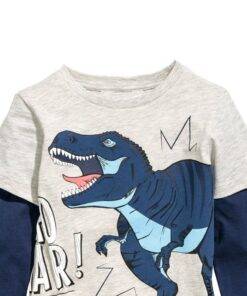 Dinosaur Printed Long Sleeve T-Shirt for Boys Children & Baby Fashion FASHION & STYLE cb5feb1b7314637725a2e7: White Blue|White Green 