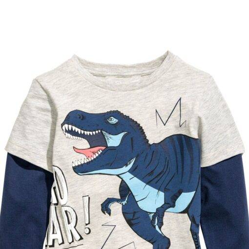 Dinosaur Printed Long Sleeve T-Shirt for Boys Children & Baby Fashion FASHION & STYLE cb5feb1b7314637725a2e7: White Blue|White Green