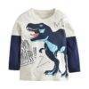 Dinosaur Printed Long Sleeve T-Shirt for Boys Children & Baby Fashion FASHION & STYLE cb5feb1b7314637725a2e7: White Blue|White Green