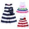 Baby Girl’s Striped Bow Embellished Dress Children & Baby Fashion FASHION & STYLE cb5feb1b7314637725a2e7: Blue / White|Pink + White|Red / White