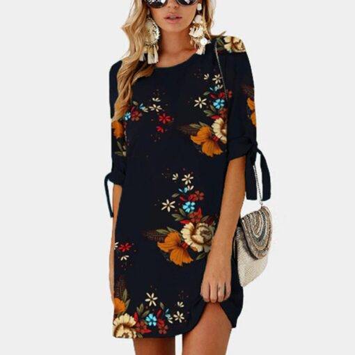 Women’s Loose Floral Printed Summer Dress Dresses & Jumpsuits FASHION & STYLE cb5feb1b7314637725a2e7: Black|Gray|Khaki|Navy Blue|Pink|Sky Blue|White|Wine Red