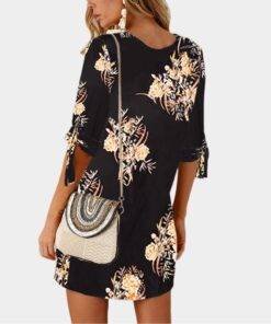 Women’s Loose Floral Printed Summer Dress Dresses & Jumpsuits FASHION & STYLE cb5feb1b7314637725a2e7: Black|Gray|Khaki|Navy Blue|Pink|Sky Blue|White|Wine Red 