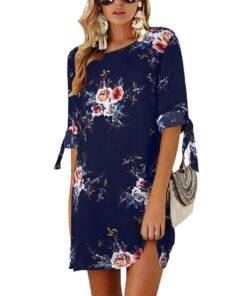 Women’s Loose Floral Printed Summer Dress Dresses & Jumpsuits FASHION & STYLE cb5feb1b7314637725a2e7: Black|Gray|Khaki|Navy Blue|Pink|Sky Blue|White|Wine Red 