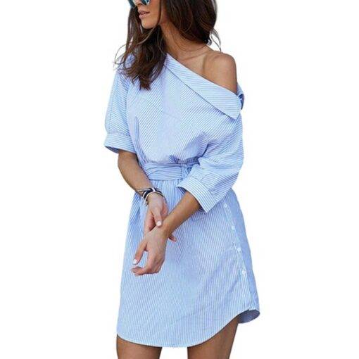 Women’s Blue Striped Shirt Dress Dresses & Jumpsuits FASHION & STYLE cb5feb1b7314637725a2e7: Blue